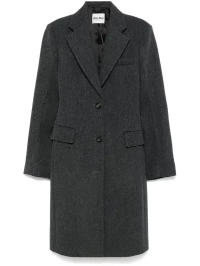 Miu Miu Virgin-wool Coat In Grey