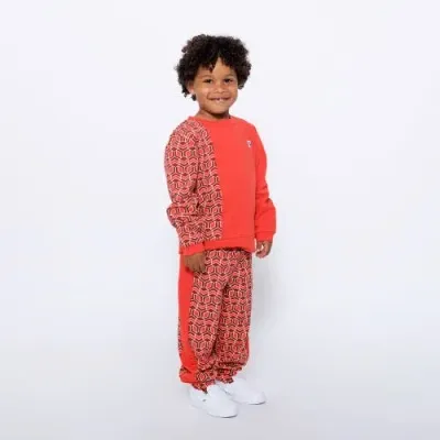 Mixed Up Clothing Kids'  Boys Crewneck Sweatshirt And Jogger Pants Set In Red Multicolor