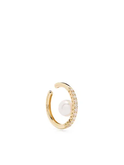 Mizuki 18kt Yellow Gold Akoya Pearl And Diamond Earcuff