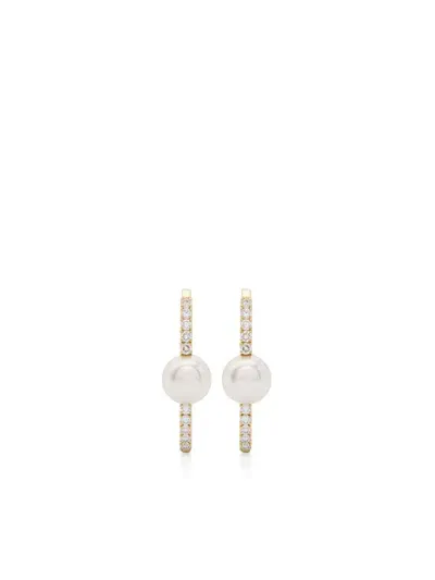 Mizuki 18kt Yellow Gold Akoya Pearl And Diamond Earrings