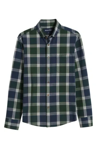 Mizzen + Main Mizzen+main City Trim Fit Plaid Stretch Flannel Button-down Shirt In Navy Demetrius Plaid