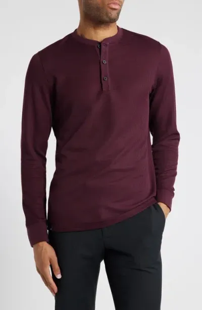 Mizzen + Main Mizzen+main Henderson Long Sleeve Performance Henley In Wine Solid