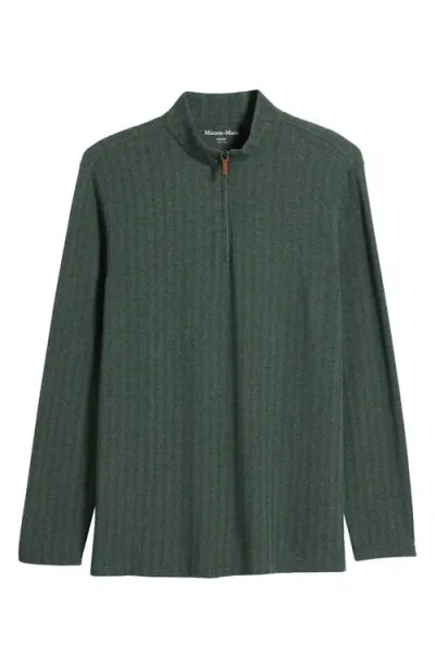 Mizzen + Main Mizzen+main Herringbone Knit Half Zip Pullover In Spruce Herringbone