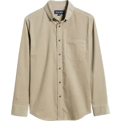 Mizzen + Main Mizzen+main Jackson Performance Corduroy Button-down Shirt In Khaki Solid