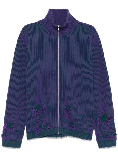 Mm6 Maison Margiela 3d-knit Cardigan In Purple