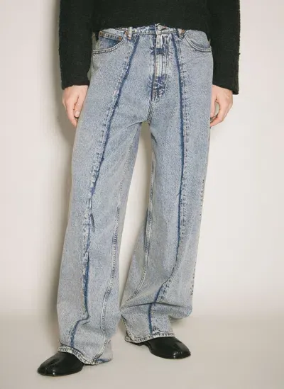 Mm6 Maison Margiela Ballon Panelled Jeans In Light Blue