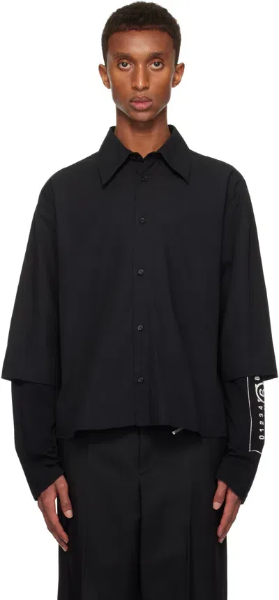 Mm6 Maison Margiela Black Long-sleeved Shirt In 962 Washed Black