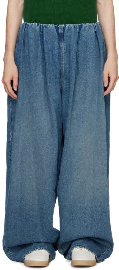 Mm6 Maison Margiela Blue Wide Leg Jeans In 980 Blue