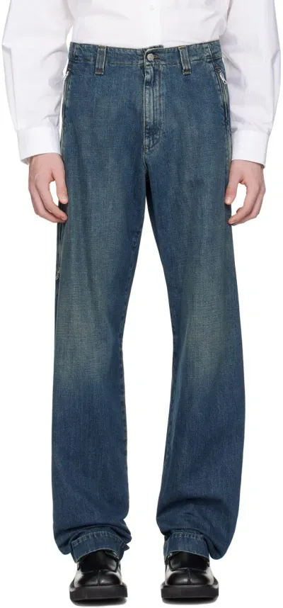 Mm6 Maison Margiela Blue Zip Jeans