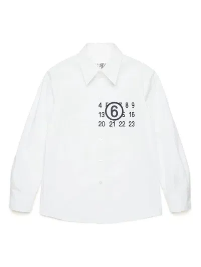 Mm6 Maison Margiela Kids' Logo-print Cotton Shirt In White