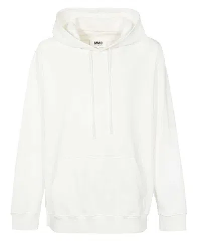 Mm6 Maison Margiela Raw-cut Hem Hoodie In White