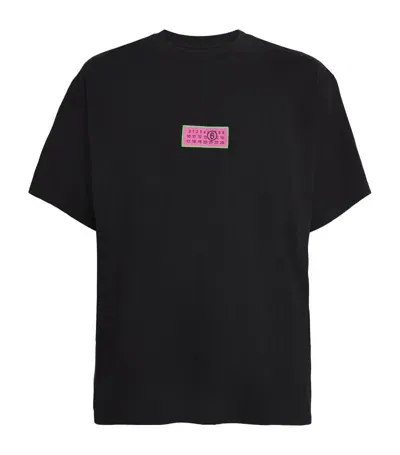 Mm6 Maison Margiela Cotton Numbers Logo T-shirt In Black