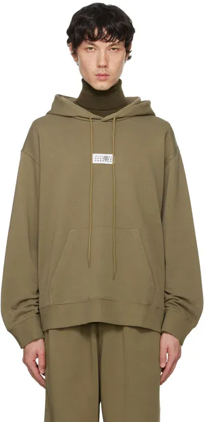 Mm6 Maison Margiela Green Logo Hoodie In 741 Bus Green