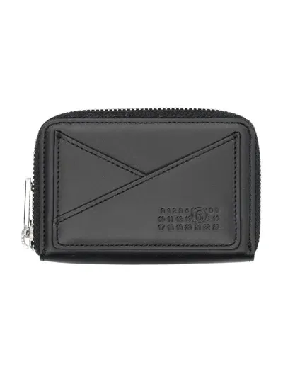 Mm6 Maison Margiela Numbers-motif Leather Wallet In Black