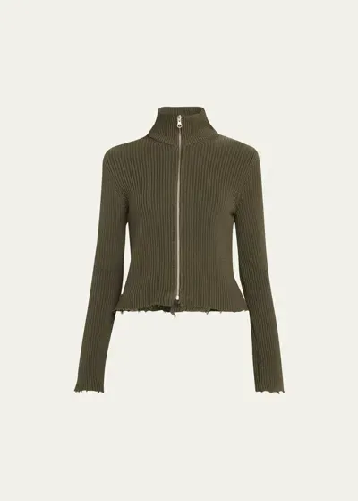 Mm6 Maison Margiela Knit Sports Jacket In Kaki