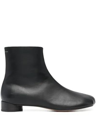 Mm6 Maison Margiela Leather Ankle Boots In Black