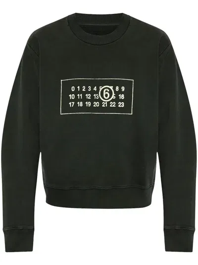 Mm6 Maison Margiela Logo Cotton Sweatshirt In Black