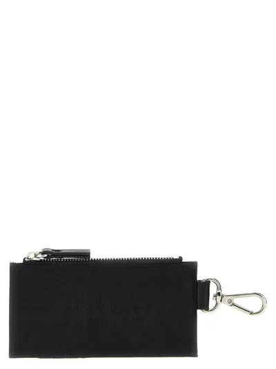 Mm6 Maison Margiela Logo Embossed Zipped Cardholder In Black