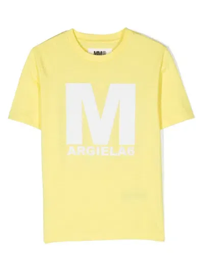 Mm6 Maison Margiela Kids' Logo-print Cotton T-shirt In Yellow