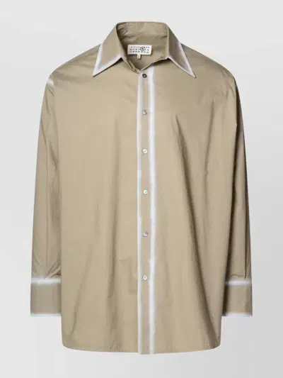 Mm6 Maison Margiela White Trimmed Shirt In Neutrals