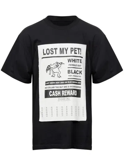 Mm6 Maison Margiela Lost My Pet Cotton T-shirt In Black