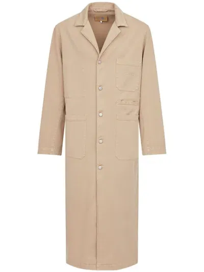 Mm6 Maison Margiela Single-breasted Cotton Coat In Nude