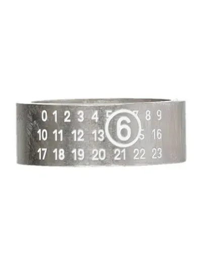 Mm6 Maison Margiela Number Ring 8mm In Palladio Burattato/white