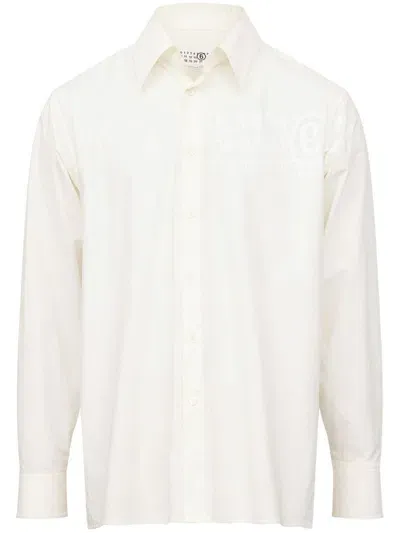 Mm6 Maison Margiela Numbers-motif Cotton Shirt In Neutrals