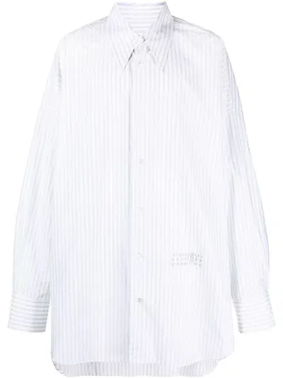 Mm6 Maison Margiela Long-line Cotton Shirt In White