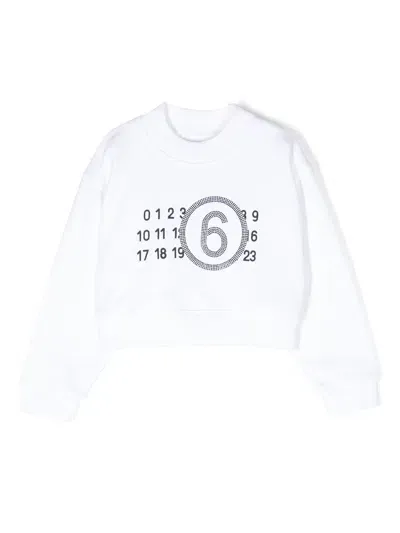 Mm6 Maison Margiela Kids' Numbers-print Cotton Sweatshirt In White