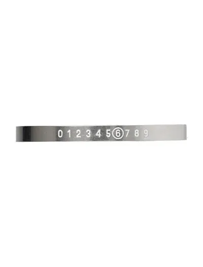 Mm6 Maison Margiela Numeric Cuff Bracelet In Palladio Burattato/white