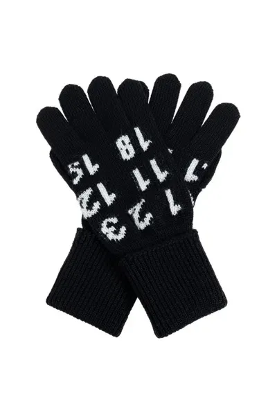 Mm6 Maison Margiela Numeric Knitted Gloves In Black