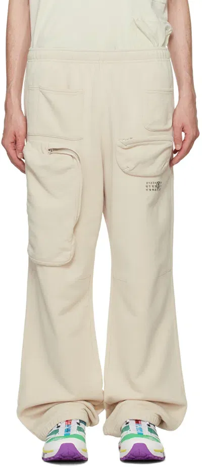 Mm6 Maison Margiela Off-white Cargo Sweatpants In 103 Chalk