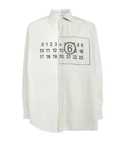 Mm6 Maison Margiela Pinstripe Logo Shirt In White