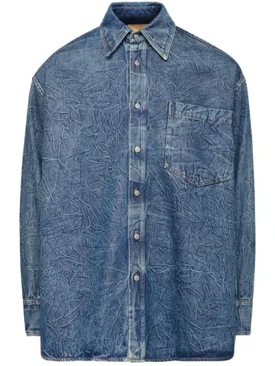 Mm6 Maison Margiela Pittsburgh Crease Denim Shirt In Blue