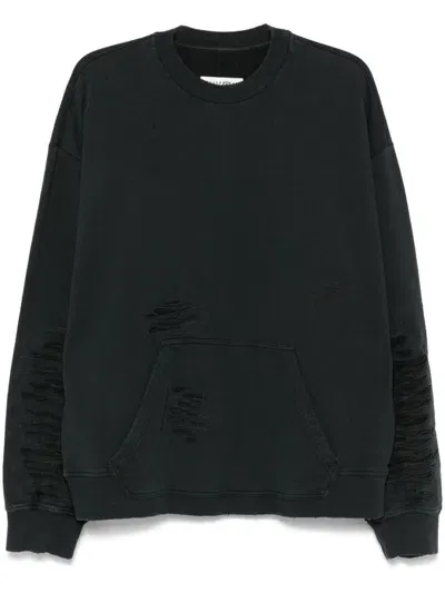 Mm6 Maison Margiela Ripped Sweatshirt In Grey