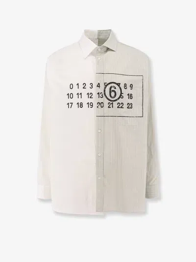 Mm6 Maison Margiela Asymmetric Poplin Shirt In White