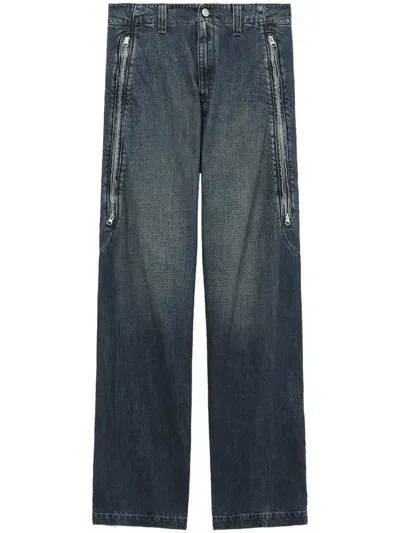 Mm6 Maison Margiela Straight Leg Blue Denim Trousers