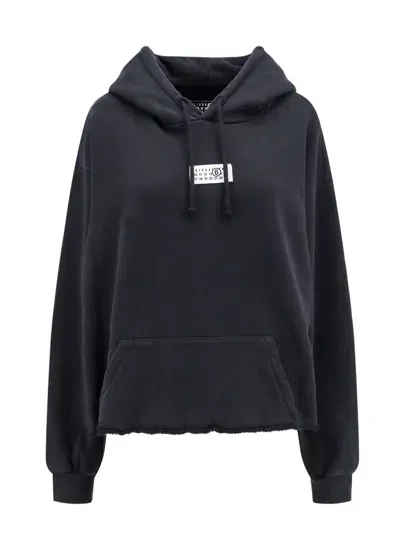 Mm6 Maison Margiela Drop Shoulder Hoodie In Black