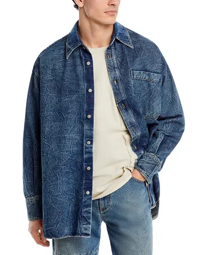 Mm6 Maison Margiela Textured Denim Shirt In Blue