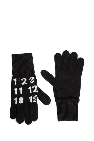 Mm6 Maison Margiela Numeric Wool Gloves In Black&white