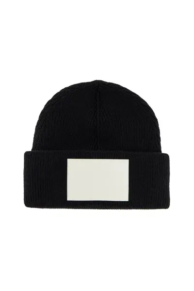 Mm6 Maison Margiela "wool Beanie Hat With Large Logo Patch"