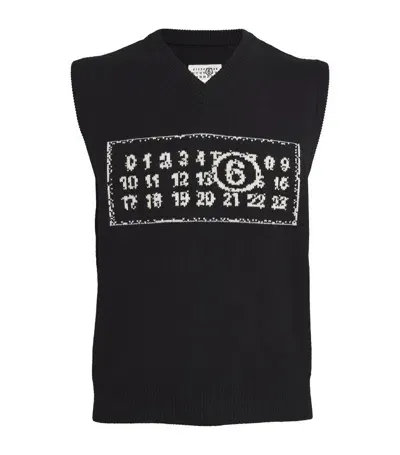 Mm6 Maison Margiela Wool-blend Numeric Knitted Vest In Black