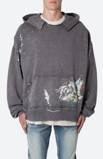 Mnml Destroyed Painter Hoodie In Charcoal Grey