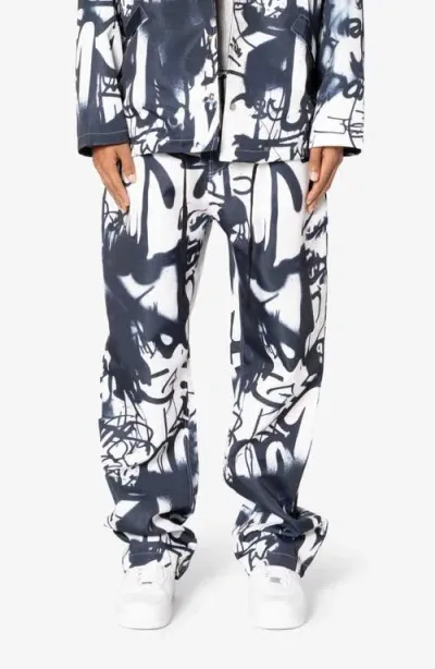 Mnml Graffiti Coach Ripstop Pants In Black/white