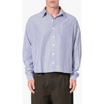 Mnml Stripe Cotton Button-up Shirt In Blue