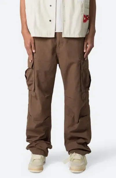 Mnml Ultra Baggy Cotton Cargo Pants In Brown