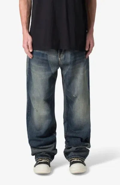 Mnml Ultra Baggy Distressed Jeans In Washed Light Blue