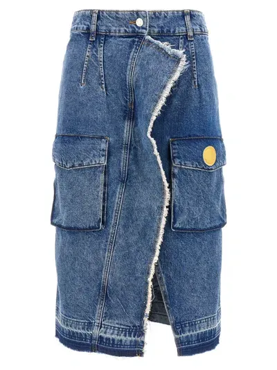 Mo5 Ch1 No Jeans Denim Skirt In Light Blue