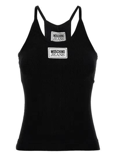 Mo5 Ch1 No Jeans Logo Ribbed Top In Black